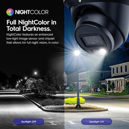 Amcrest 2-Pack UltraHD 4K (8MP) IP PoE AI Camera, 49ft Nightcolor, Security Outdoor Turret Camera, Built-in Mic, Human Detection, Active Deterrent, 129° FOV, 4K@15fps 2PACK-IP8M-2779EB-AI (Black)