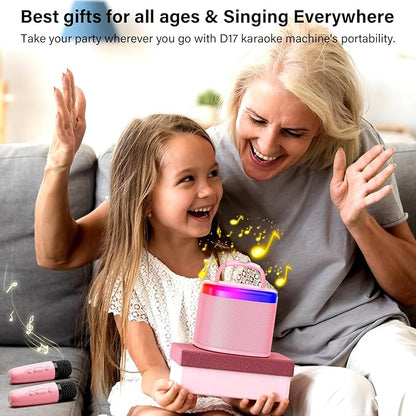 HWWR Karaoke Machine for Adults Kids, Mini Karaoke Machine with 2 Wireless Microphones, Portable Singing Speaker for Home Party, Kids Holiday Birthday Gifts, Music for Girls Boys All Age 3-12+