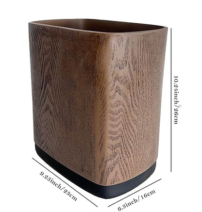 Hymmah Bathroom Trash Can 1.8 Gallon(7 Liter) Small Kitchen Garbage Can,Decor Wastebasket for Bedroom Office,Resin Hand-Carved Wooden Color