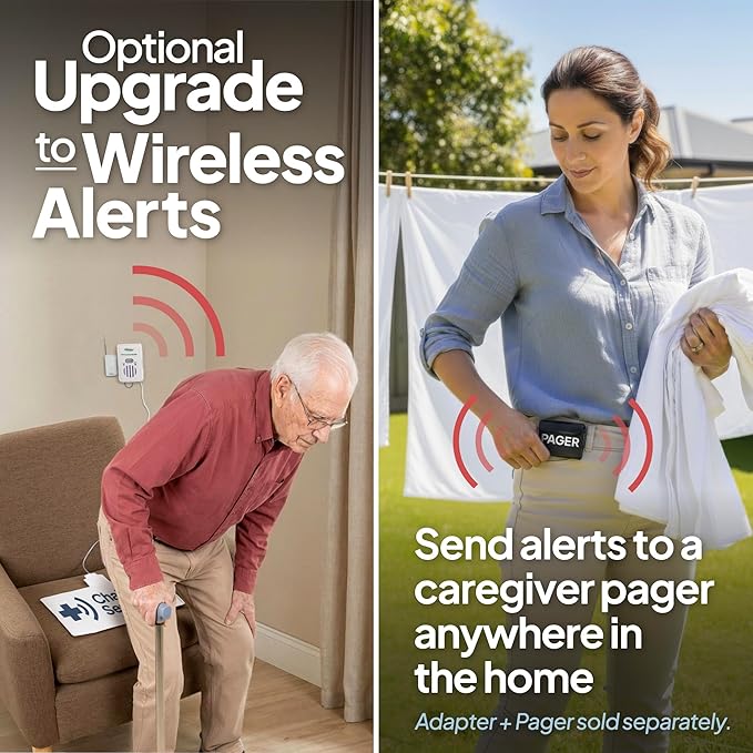 Smart Caregiver Fall Prevention Monitor and Weight Sensing Chair Pad - Alerts Caregiver When They Get Up from Chair - Chair Exit Alert for Elderly - 1 Year Warranty