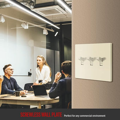 ENERLITES Screwless Triple Toggle Switch Wall Plate, Child Safe Light Switch Cover, Standard 3-Gang 4.68" x 6.53", Unbreakable Polycarbonate Thermoplastic, UL Listed, SI8813-LA, Glossy, Light Almond