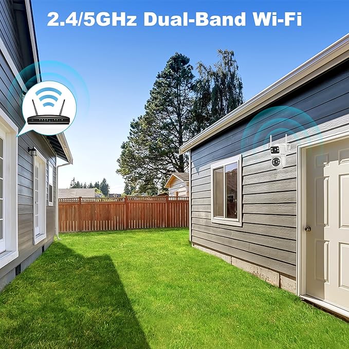 GENBOLT PTZ WiFi Security Camera Outdoor with Dual Lens, CCTV Surveillance with Dual View, Cloud Storage Upgraded with Color Night, Auto Tracking Humanoid Detection [DC&PoE]