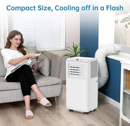 GarveeLife Portable Air Conditioner,10,000 BTU for Rooms up to 450 Sq.Ft., Smart Compact AC Unit with Cooling, Dehumidifier, Fan, Remote Control and Window Kit, White