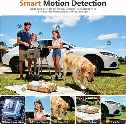 2K FHD Security Camera Wireless Outdoor Cameras for Home Security,AI Human Detection,Instant Alert,Color Night Vision,SD/Cloud Storage,Solar/Battery Powered,2.4G WIFI Only,Spotlight,Siren Alarm,4 Pack