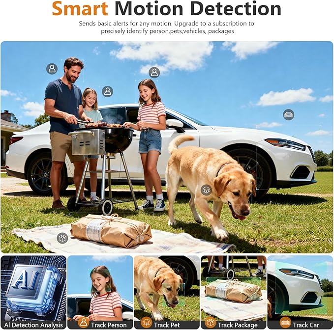 2K Security Camera Wireless Outdoor,Solar Powered WiFi Cameras for Home Security with Motion Detection,Color Night Vision(Spotlight),Instant Alert,2-Way Audio,Siren&SD/Cloud Storage,IP65,2.4GHz,2 Pack