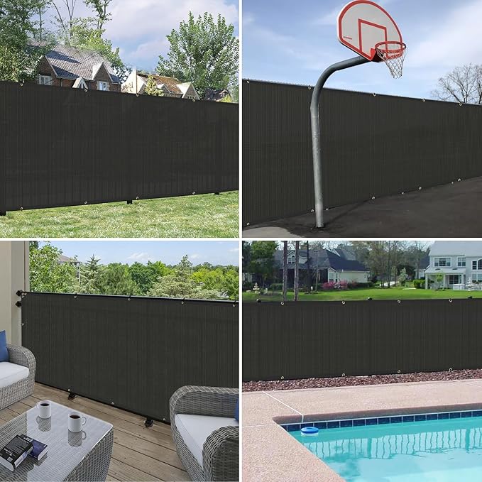 Windscreen4less Privacy Fence Screen Heavy Duty Windscreen Fencing Mesh Fabric Shade Net Cover with Brass Grommtes for Outdoor Wall Garden Yard Pool Deck, 6'x273' Black