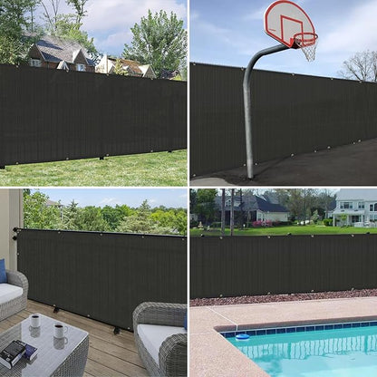 Windscreen4less Privacy Fence Screen Heavy Duty Windscreen Fencing Mesh Fabric Shade Net Cover with Brass Grommtes for Outdoor Wall Garden Yard Pool Deck, 6'x31' Black