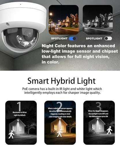 DS-2CD2143G2-LI(DS-2CD2143G2-I Upgrade) 2.8mm Hik 4MP AcuSense PoE IP Dome Camera with Smart Hybrid Light,120dB WDR, Human/Vehicle Detection, IP67 & IK10 Rating,Compatible with Ⲏіk-Connect