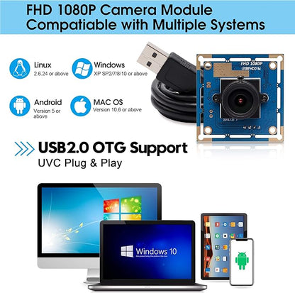 SVPRO 1080P USB Camera for Computer & Raspberry Pi - 30/60/100fps High Speed Board Camera - 2.8mm Lens - Industrial Video - OV2710 CMOS UVC Plug & Play