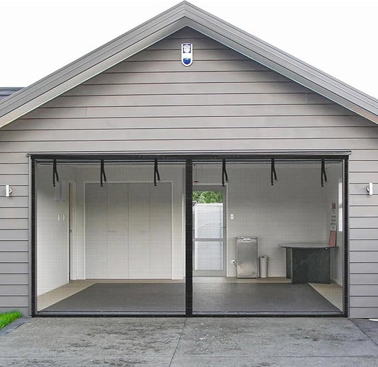 Garage Door Screen for 1 Car, 2 Car Garage, Magnetic Closure Heavy Duty Weighted Bottom Fiberglass Mesh Keep Annoying Animal Out (Black, 13.12 ft x 8.13 ft)