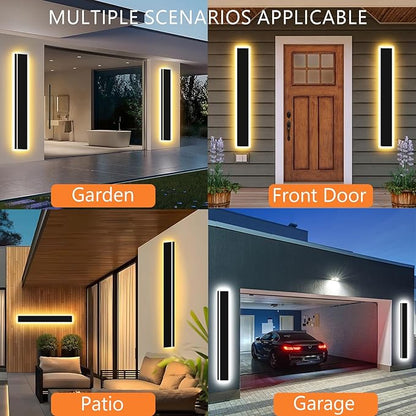 31inch Modern Outdoor Wall Light,Dimmable 3000K-6000K Linear Outdoor Wall Sconce Waterproof Ip65,Black LED Long Exterior Lights for Garage Exterior Wall Mount Lights