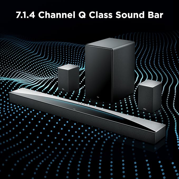 TCL Q85H 7.1.4 Surround Sound Bar with Wireless Subwoofer for Smart TV | Dolby Atmos DTS:X Sound System | 860W Power Bluetooth Home Theater Speaker | App Control & Remote Control | Latest Model
