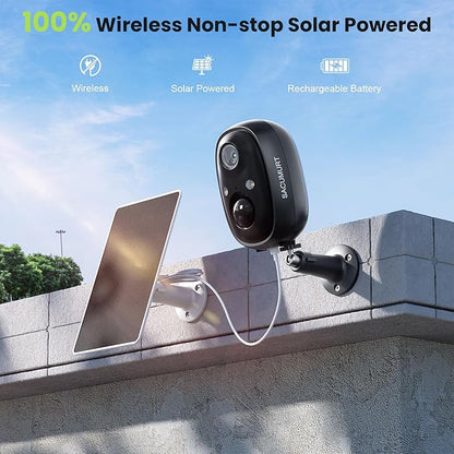 Solar Security Cameras Wireless Outdoor, 2.4G WiFi Camera Outdoor Wireless, Cameras for Home Security with Motion Detection, 2K HD, Works with Alexa, Free Cloud (Need Apply), 2 Packs