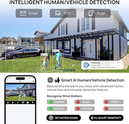 PANOEAGLE 8MP PoE IP Dome Security Camera, 4K AI Surveillance Camera Outdoor, 98ft EXIR IR Night Vision, Smart Human/Vehicle Detection, Wide Angle 2.8mm Lens, Built-in Mic, IP67 Weatherproof (Black)