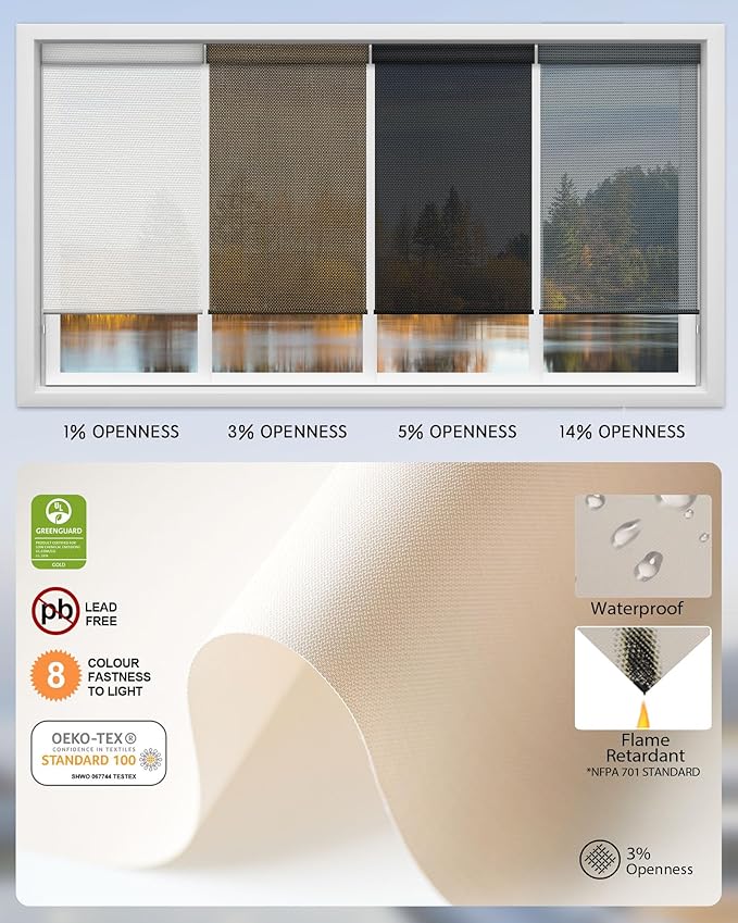 Yoolax Motorized Solar Shades Light Filtering Motorized Blinds with Remote Smart Blinds Compatible with Alexa, Google, Flame Retardant Roller Shades for Windows, Customized (3% Openness Soft Beige)