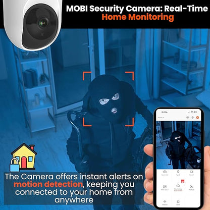 MobiCam PRO Home Monitoring Camera Single: Full HD, Pan & Tilt, Color Night Vision, Motion Tracking, Temp & Humidity Readings. Supports Cloud & SD Storage, Smart App Compatible