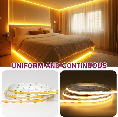 EMITEVER COB LED Strip Lights Warm White, 2700K Tape Light Premium High Density, DC 24V, 360+Lumens/ft, 5120LEDs/Spool, Ra 90+, 32.8ft/10m,UL Listed 5 Year After-Service(Power Supply Sold Separately)