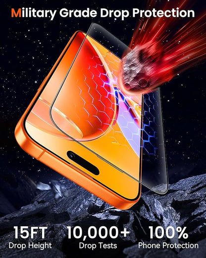 Mkeke for iPhone 17 Pro Screen Protector 3 Pack [9H+ Hardness] [Military-Grade Drop Protection] [Sensitive Touch] [Easy Installation] [HD Clear] Full Edge Coverage Tempered Glass