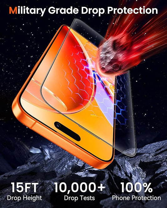 Mkeke for iPhone 17 Pro Screen Protector 3 Pack [9H+ Hardness] [Military-Grade Drop Protection] [Sensitive Touch] [Easy Installation] [HD Clear] Full Edge Coverage Tempered Glass