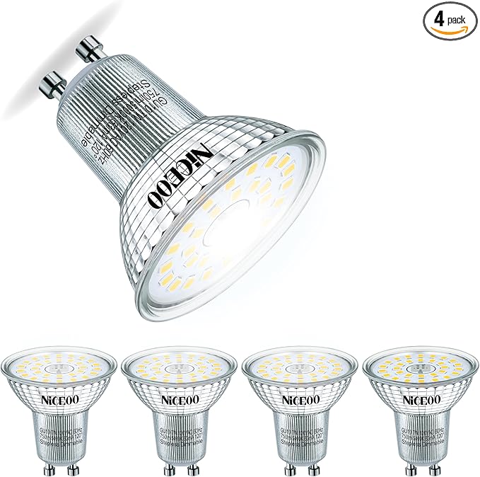 GU10 7W LED Dimmable Light Bulb,5000K Daylight White,Equivalent 75W Halogen, 120V 750LM, 120° Beam Angel, No Flicker Spotlight, Smooth Dimming, MR16 Recessed Track Lighting, 4 Pack