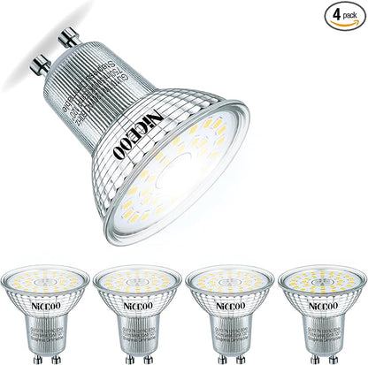 GU10 7W LED Dimmable Light Bulb,5000K Daylight White,Equivalent 75W Halogen, 120V 750LM, 120° Beam Angel, No Flicker Spotlight, Smooth Dimming, MR16 Recessed Track Lighting, 4 Pack