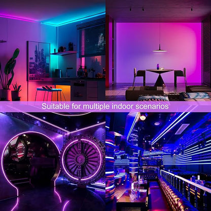 Pandery RGB COB LED Strip Light with Remote and app Control,Music Synchronized Color Change 24V RGB led Strip,25FT/7.5M,8mm Wide,Indoor RGB Lights for Bedroom,Game Room,Bar,Party
