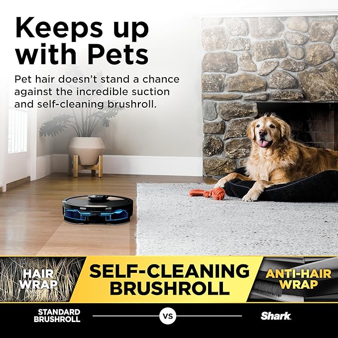 Shark Matrix Plus 2in1 Robot Vacuum & Mop with Sonic Mopping, Matrix Clean, Home Mapping, HEPA Bagless Self Empty Base, CleanEdge, for Pet Hair, Carpets and Hard Floors (Renewed)