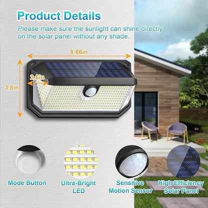 Solar Outdoor Lights, 4000LM 388 LEDs Motion Sensor Outdoor Light, IP65 Waterproof Solar Powered Outside Lights with 270° Wide Angle & 3 Modes, Exterior Flood Security Lights for Patio Garage, 6-Pack