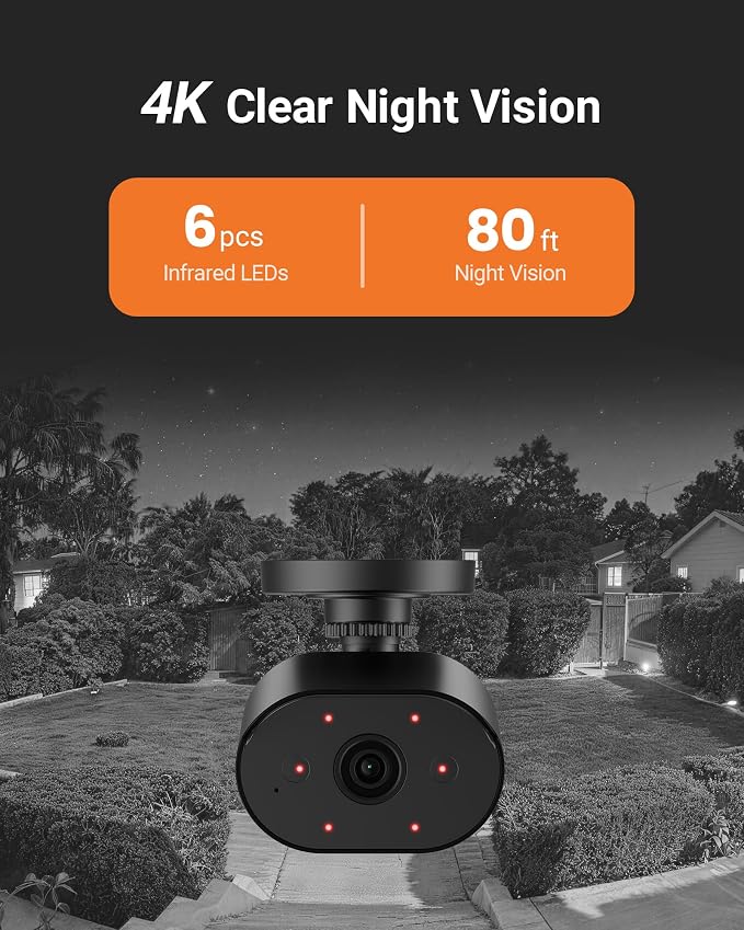 Anlapus 4K 8 Channel Security Camera System, 4 X 8MP Bullet Camera, 1TB HDD