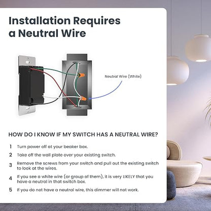 Feit Electric Smart WiFi Dimmer Switch with Remote, Single-Pole and 3-Way, Voice Control with Alexa & Google Asst, Wireless Wall-Mount Remote, App Control, Neutral Wire Required