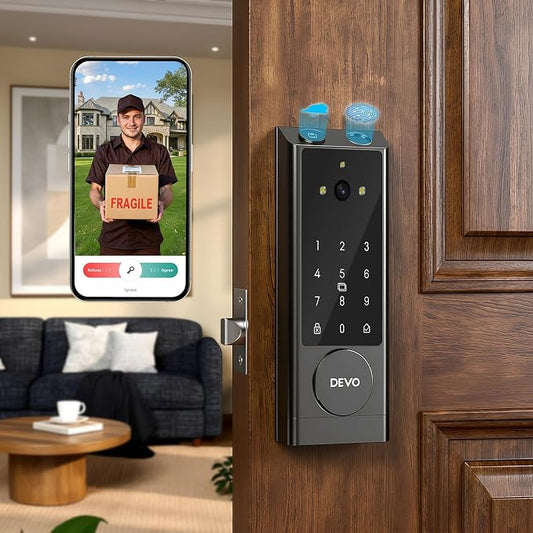 DEVO G1 Keyless Entry Deadbolt Smart Lock with Camera, Doorbell,Fingerprint