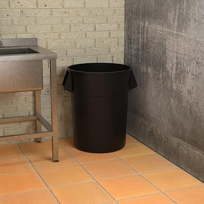 55 Gallon Black Round Commercial Trash Can, Heavy-Duty Food Grade NSF Certified, Perfect for Restaurant, Office, School, Garage, Backyard, Workshop, Warehouse