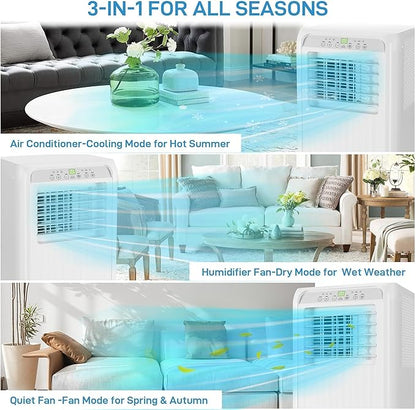 GarveeLife Portable Air Conditioner,10,000 BTU for Rooms up to 450 Sq.Ft., Smart Compact AC Unit with Cooling, Dehumidifier, Fan, Remote Control and Window Kit, White