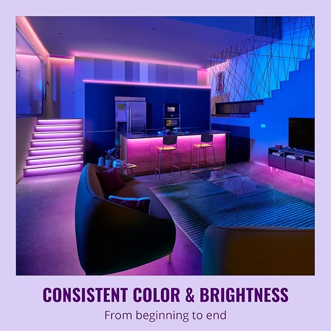 WiZ LED Smart Light Strip - Sunset to Sunrise Automation + Preset Light Modes + Control with Voice or App, Full Color RGB, Works with Alexa, Google Home, and HomeKit - 50 ft Cut to Fit (Pack of 4)