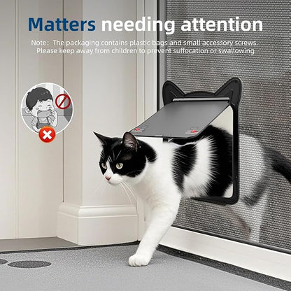 Pet Screen Door for Medium Dogs & Cats - Heavy Duty Magnetic Lockable Flap, Inside Door 10.12x8.15inch, Easy Install for Sliding Glass/Patio Doors Screen, Scratch-Resistant & Security Latch (Size L)