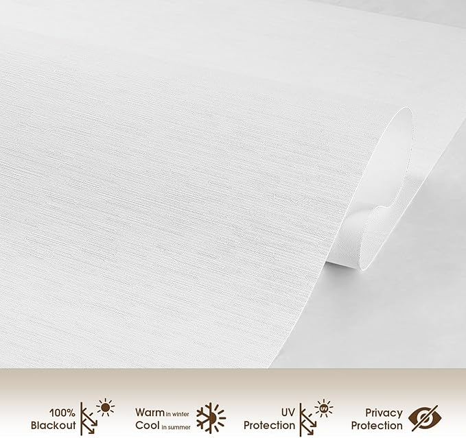 HeyBlinds Blackout Motorized Smart Blinds with Remote, Automatic Electric Shades for Windows (Moon Bay- White BO, 48" W x 72" H)
