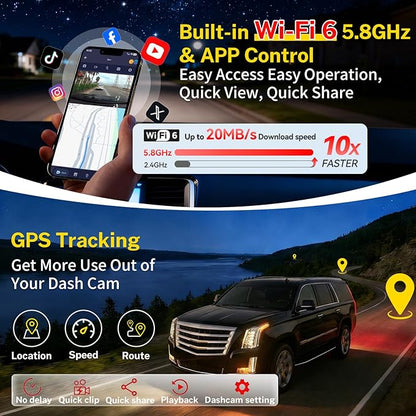 Front 4K Dash Cam Camera Custom fit for Cadillac Gen5 Escalade/Escalade ESV 2021-2026(Model A), Base Sport Premium Luxury Platinum V-Series,UHD 2160P HDR,G-Sensor,App,5.8G Wi-Fi,GPS