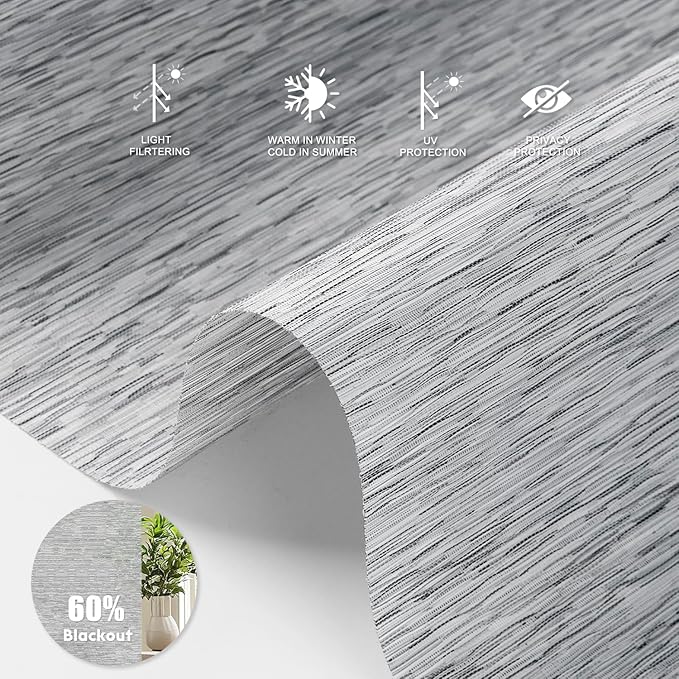 Motorized Blinds with Remote [Light Filtering] Smart Blinds Compatible with Alexa Google HomeKit, 60% Blackout Automatic Roller Shades for Indoor Windows, Customized Size, Wavy Somky Gray