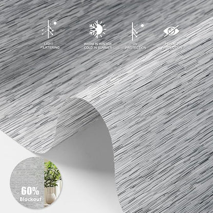 Motorized Blinds with Remote [Light Filtering] Smart Blinds Compatible with Alexa Google HomeKit, 60% Blackout Automatic Roller Shades for Indoor Windows, Customized Size, Wavy Somky Gray