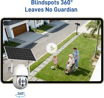 4G LTE 3K Security Cameras, Wireless Solar Powered Security Camera Outdoor, IP66, HD Color Night Vision, AI Triple Detection, 360° Auto Tracking, Smart Cameras for Home Securitym, No WiFi Required