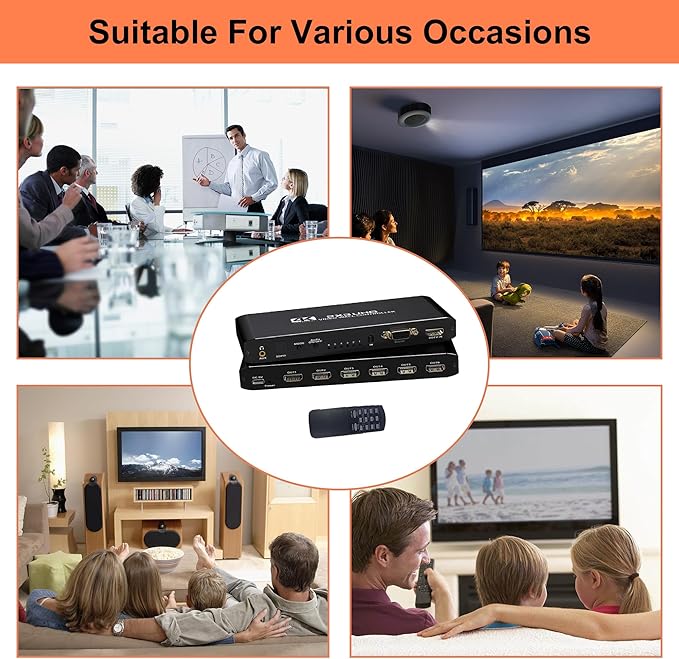 4K Seamless Splicing TV Wall Processor - HDMI Video Wall Controller, 1080P HDMI Image Processor with RS232, Support 180Rotate, 1x2 to 3x2 Modes