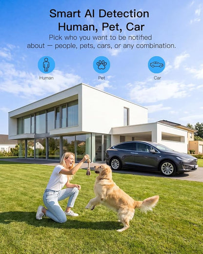 VIMTAG Pan/Tilt Outdoor Security Camera, 4K 8MP WiFi Home CCTV Camera, 360° View & Motion Tracking, Color Night Vision, 2-Way Audio, AI Detection Alarm, IP66, Cloud & SD Card Storage, Works w/Alexa