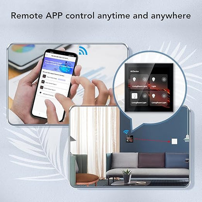 Smart Home Control Panel 4 Inch Touch Screen Wall Switch, WiFi Smart Switch Scene Controller Compatible with ZigBee and Bluetooth Devices, Voice Control for Lighting and Automation