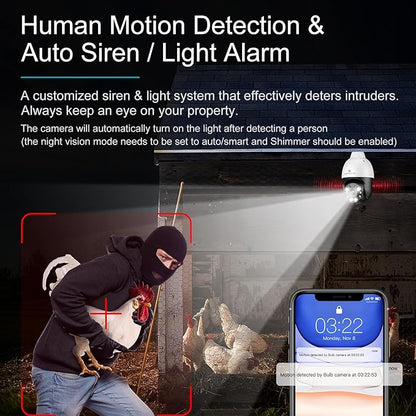 SYMYNELEC 5GHz/2.4GHz Light Bulb Security Camera Outdoor Waterproof 2.5K, Dual-Band WiFi Light Socket Security Camera with AI Human Motion Detection Tracking 4MP Color Night Vision Siren Alarm Alexa