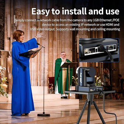 Full NDI Camera 20X Optical Zoom PTZ Camera with HDMI/SDI/USB3.0/POE IP HD 1080p60 for Live Streaming,Video Conferencing and Church Events, Compatible with vMix/Zoom/OBS(Full NDI Non-HX2 HX3)