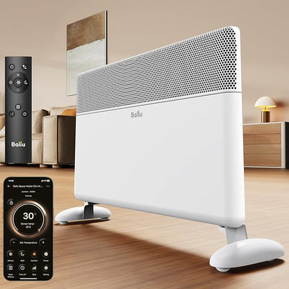 Ballu Convection Panel Space Heater for Large Room,1500W Electric Heater with Programmable Thermostat,WiFi App Control,Standing or Wall Mount,Smart Quiet Heater for Indoor Use,Works with Alexa,White