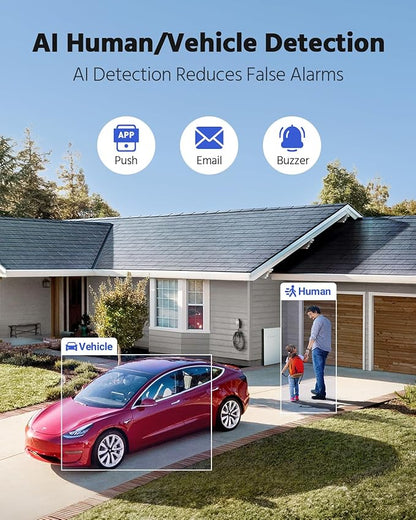 ANNKE 2MP Two-Way Audio Security Camera System, 8CH 3K Lite DVR, 4pcs 1080P CCTV White Wired Cams with Smart Color Night Vision, AI Motion Detection, 2TB HDD for Outdoor Home Surveillance