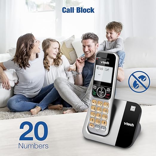 VTech 2-Handsets Cordless Phone System for Home with Call Block, Large Display & Buttons, Backlit Screen, Full-Duplex Speakerphone, Caller ID/Call Waiting, DECT 6.0, Table & Wall Mountable | CS5319-2