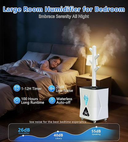 Humidifier Large Room,13L/3.43Gal 1400 sq.ft, Cool Mist Humidifiers for Bedroom with 1350mL/H Spray Output for Home, Office, Plants, Warehouse, House