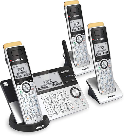 VTech IS8151-3 Super Long Range 3 Handset DECT 6.0 Cordless Phone for Home with Answering Machine, 2300 ft Range, Call Blocking, Bluetooth, Headset Jack, Power Backup, Intercom, Expandable to 12 HS